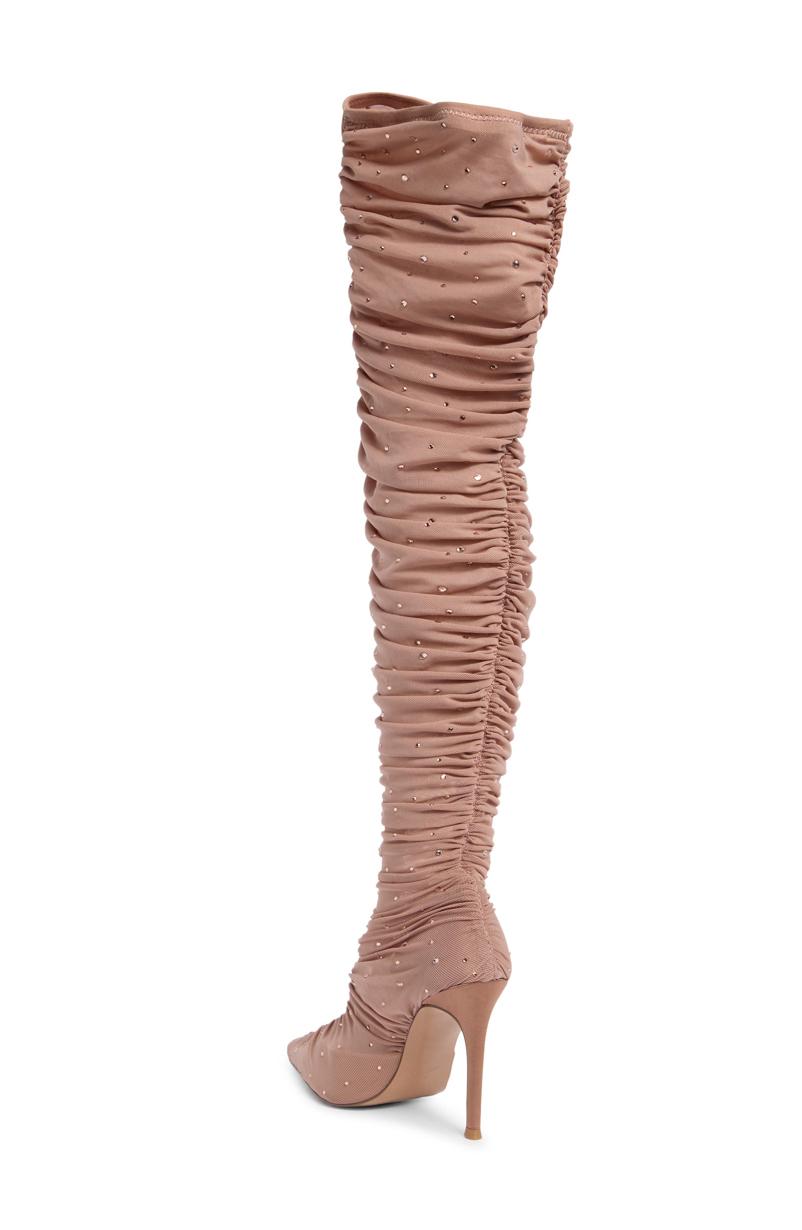 Rashida Sheer Mesh Over the Knee Boot, Alternate, color, BLUSH MESH