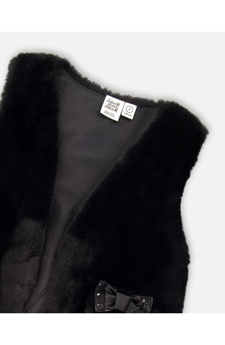 Deux par Deux Little Girl's Faux Fur Vest Black, Alternate, color, 