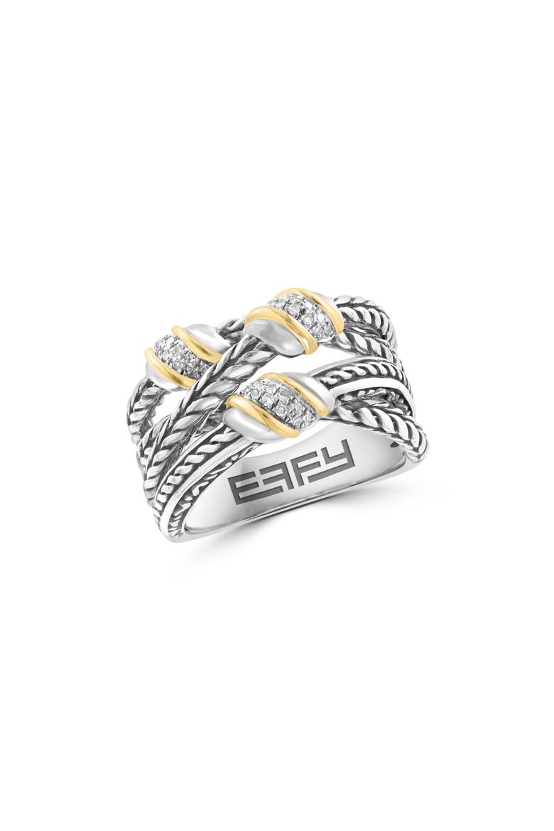 Diamond Two Tone Crossover Ring, Main, color, GOLD
