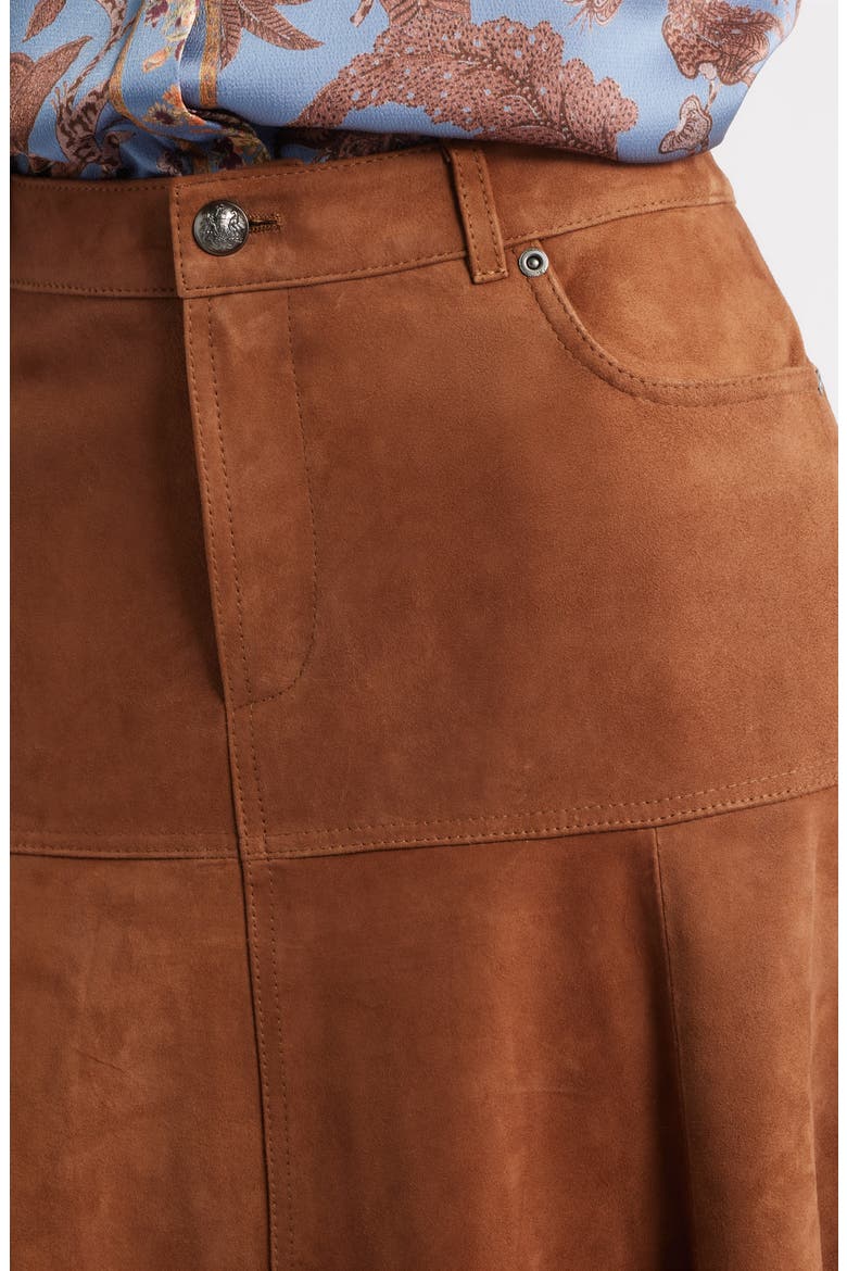 Matty Suede A-Line Skirt, Alternate, color, COGNAC