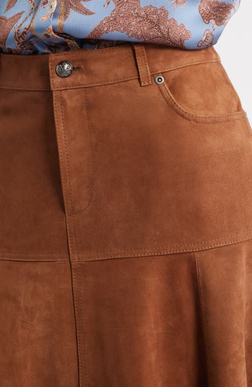 Kobi Halperin Matty Paneled Suede Midi Skirt In Brown