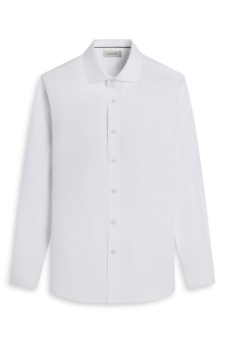 Bugatchi Axel Trim Fit Check Jacquard Cotton Button-Up Shirt, Alternate, color, White