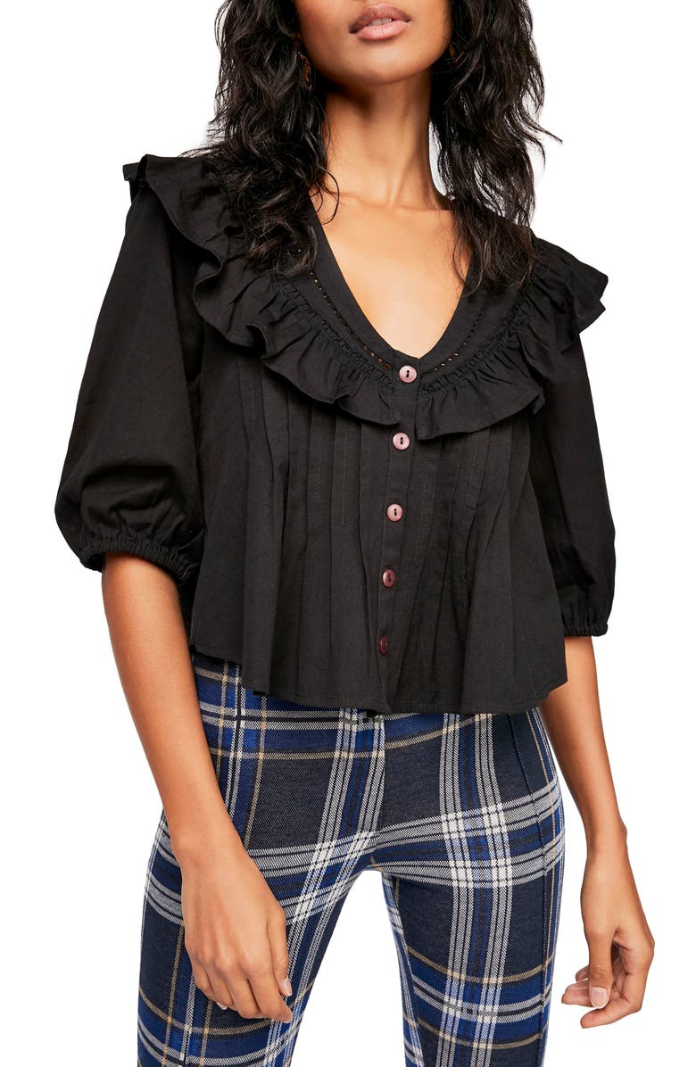 Free People Endless Summer by Free People Sylvia Cotton Ruffle Blouse, Main, color,