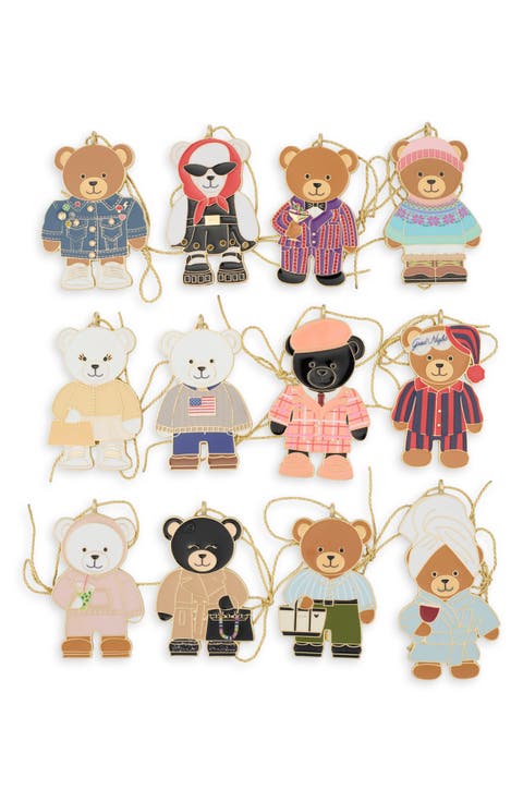 12-Piece Holiday Bear Ornament Set