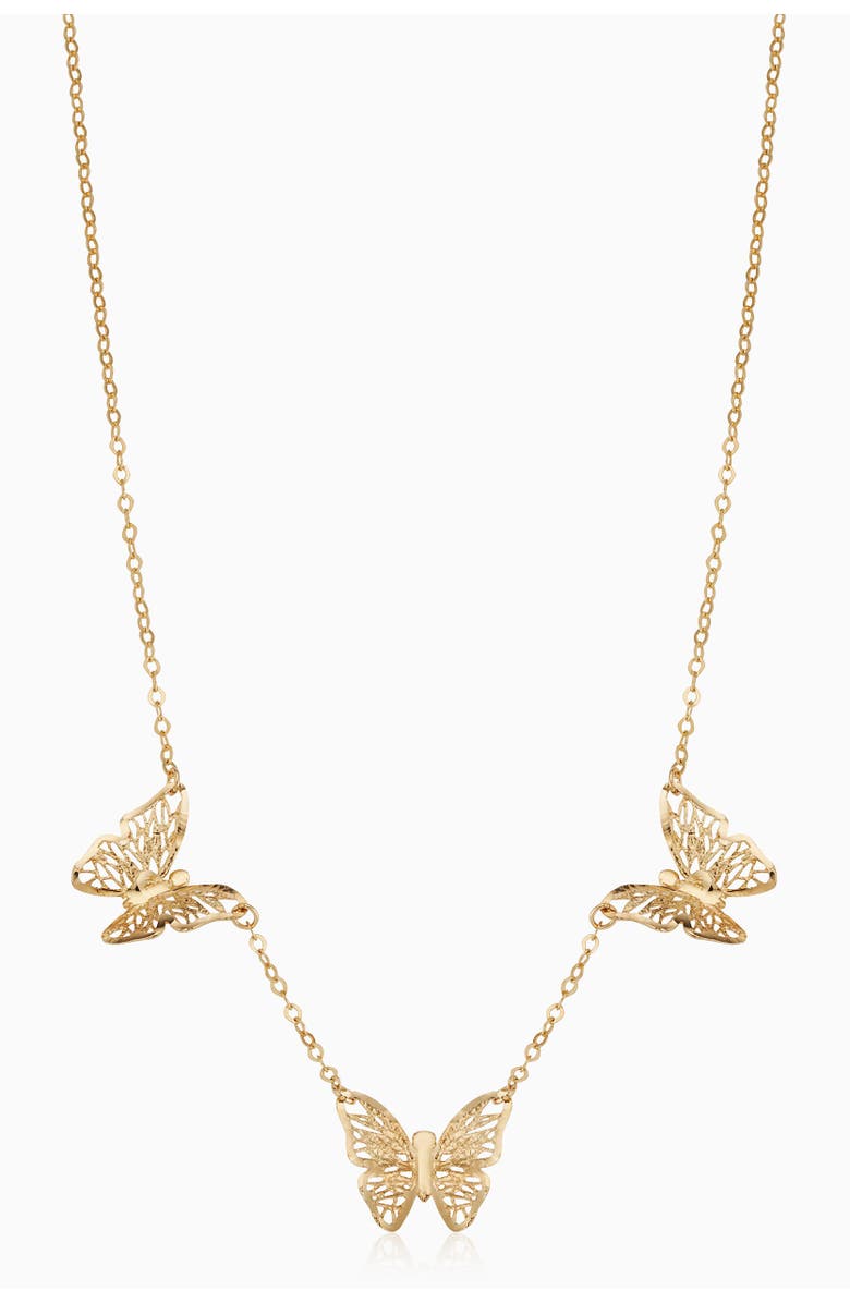 Oradina 14K Yellow Gold Social Butterfly Necklace, Main, color, Yellow Gold