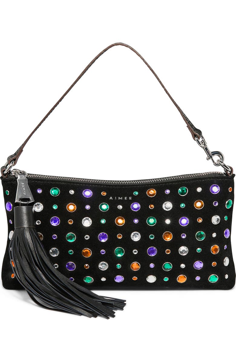 AIMEE Onyx Hour Novelty Zip Clutch, Main, color, Multi Jewels