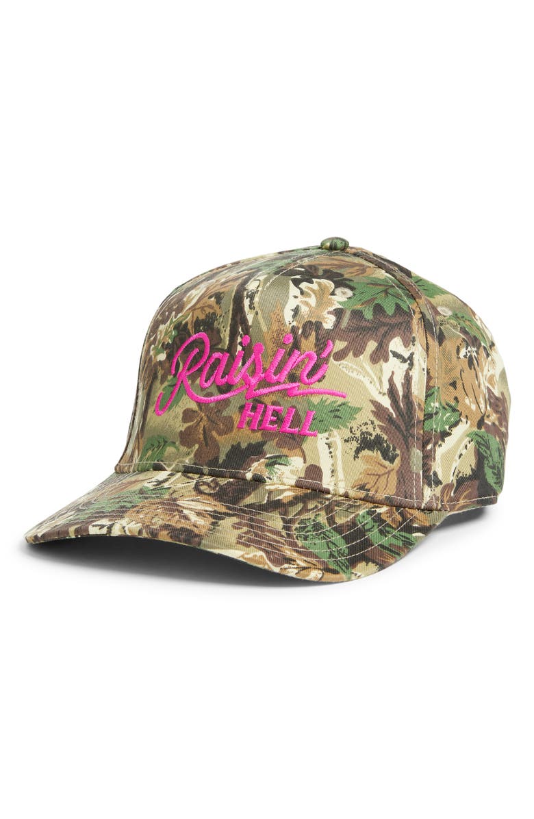 Friday Feelin’ Raisin' Hell Baseball Hat, Main, color, Camo