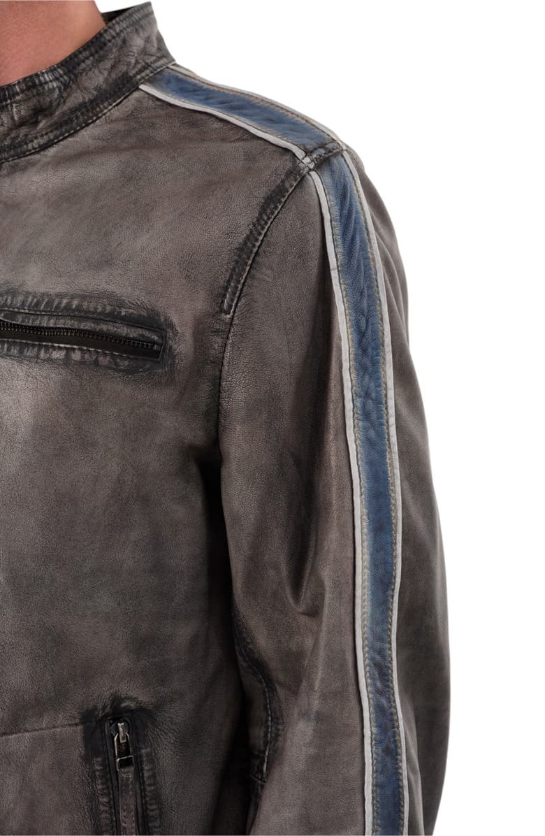 REGENCY Lambskin Leather Moto Jacket, Alternate, color, Grey