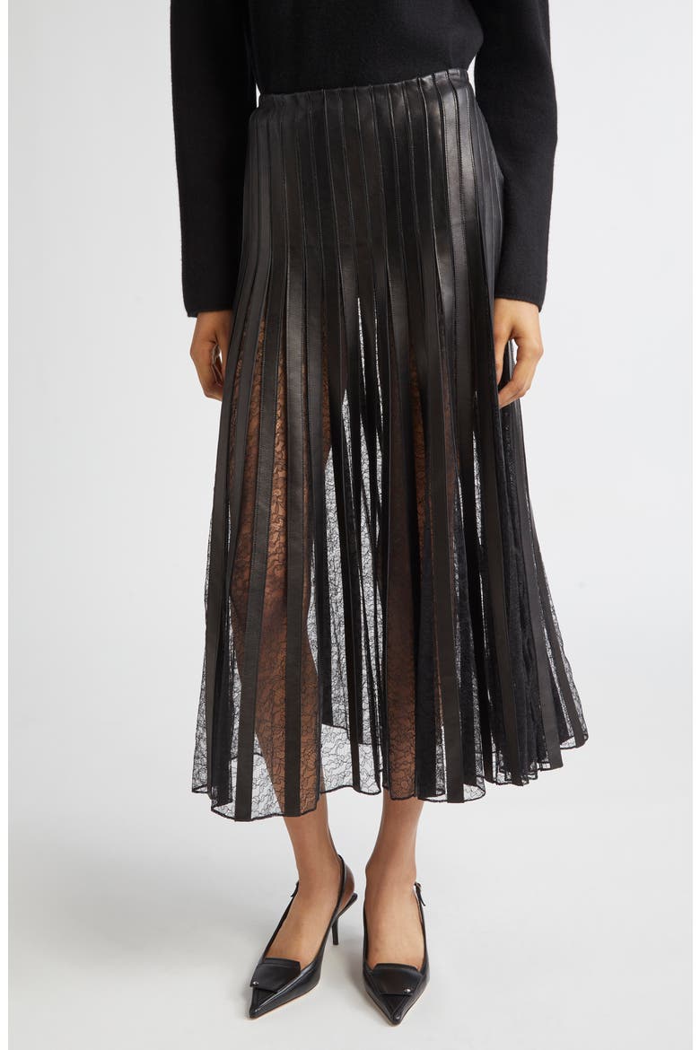 Alix Leather Strip & Lace Skirt (Women) | Nordstrom