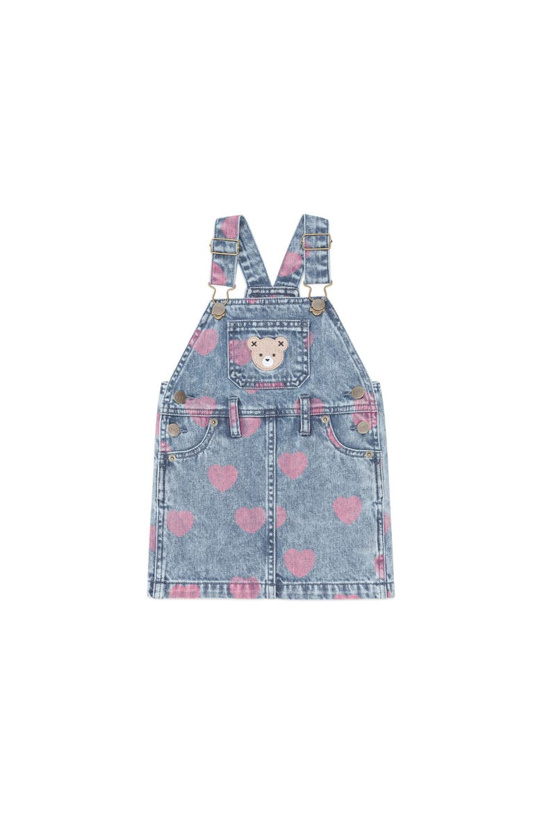 Dreamy Denim Hearts Pinafore, Main, color, Denim/Cherry
