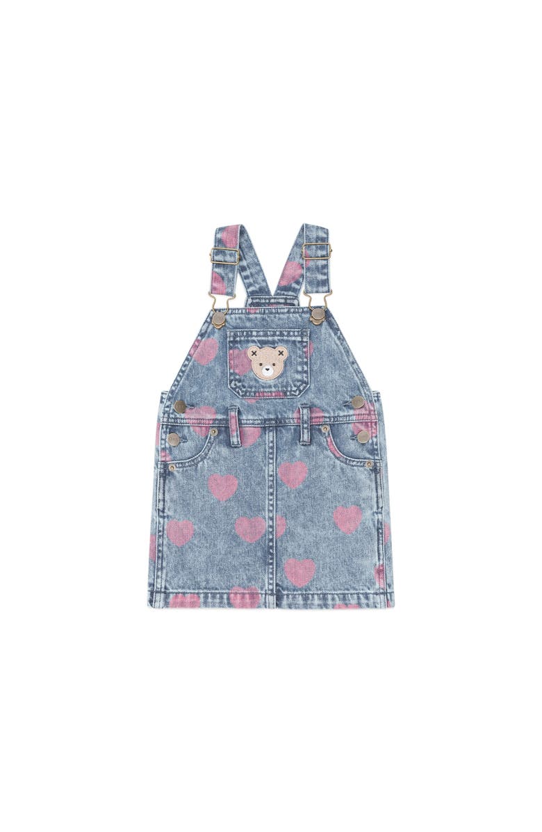 Huxbaby Dreamy Denim Hearts Pinafore, Main, color, Denim/Cherry
