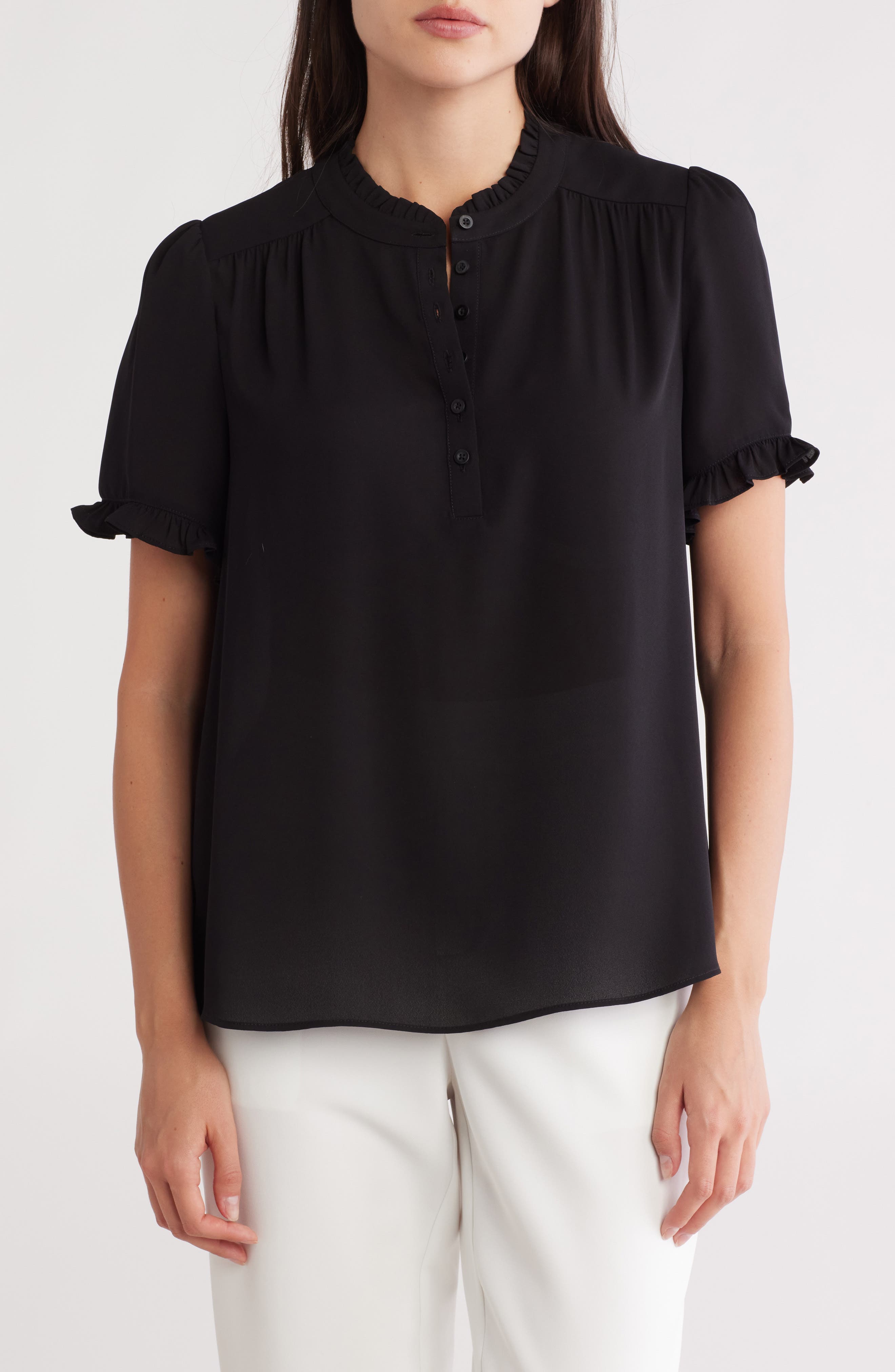 Gemma + Jane Ruffle Neck Short Sleeve Top