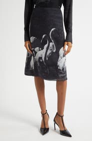 FERRAGAMO Trinidad Print Silk Georgette Midi Skirt