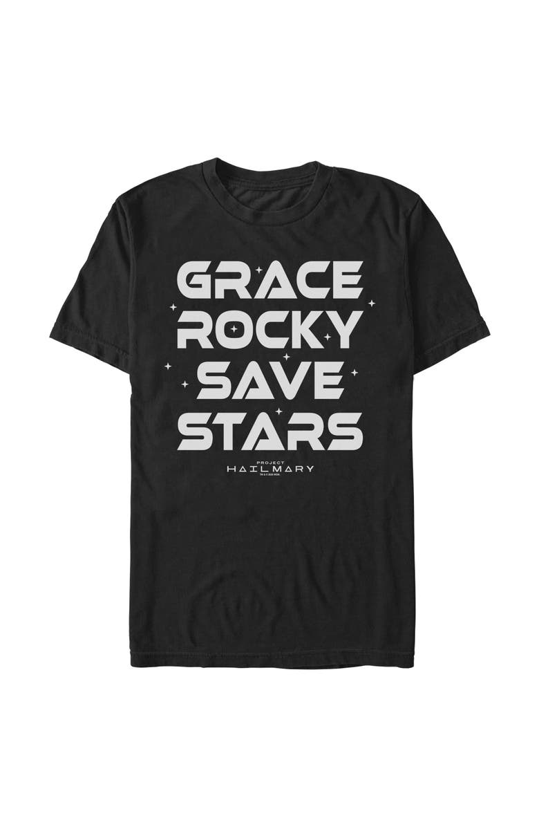 Project Hail Mary Men's Project Hail Mary Grace Rocky Save Stars  Graphic T-Shirt, Main, color, Black