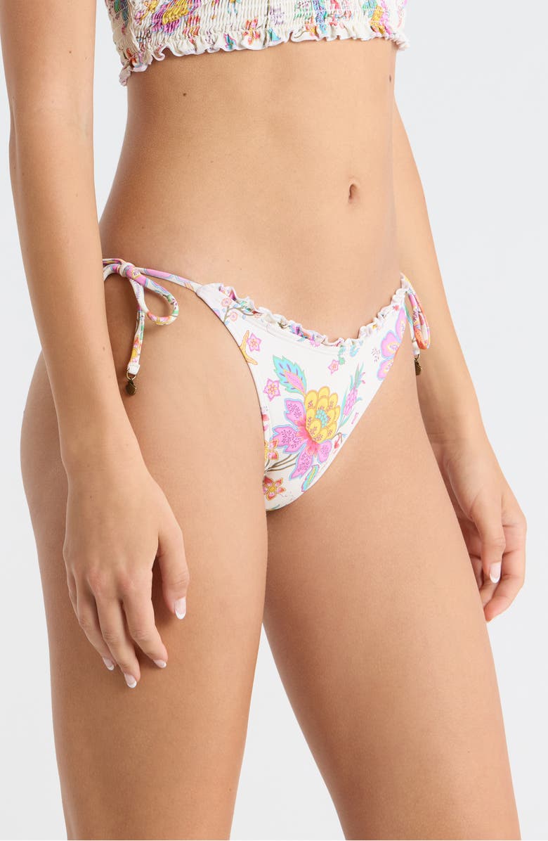 Rip Curl Half Moon Bay Tie Side Bikini Bottoms, Alternate, color, Bone