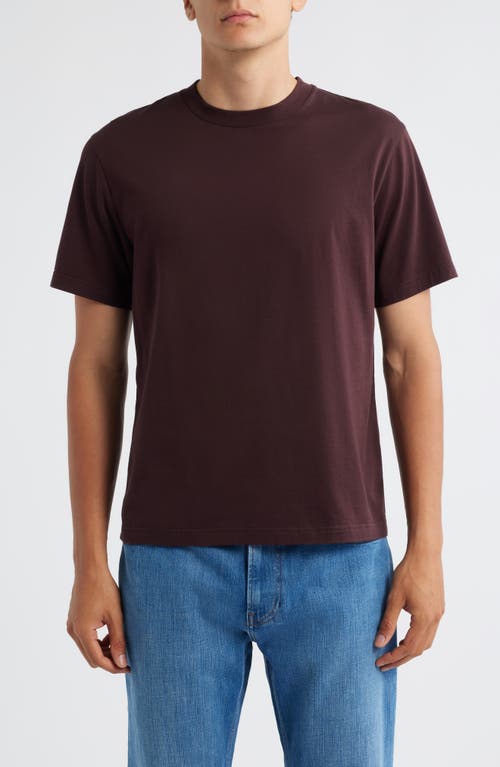 Frame Short Sleeve Light Cotton Tee In Burgundy