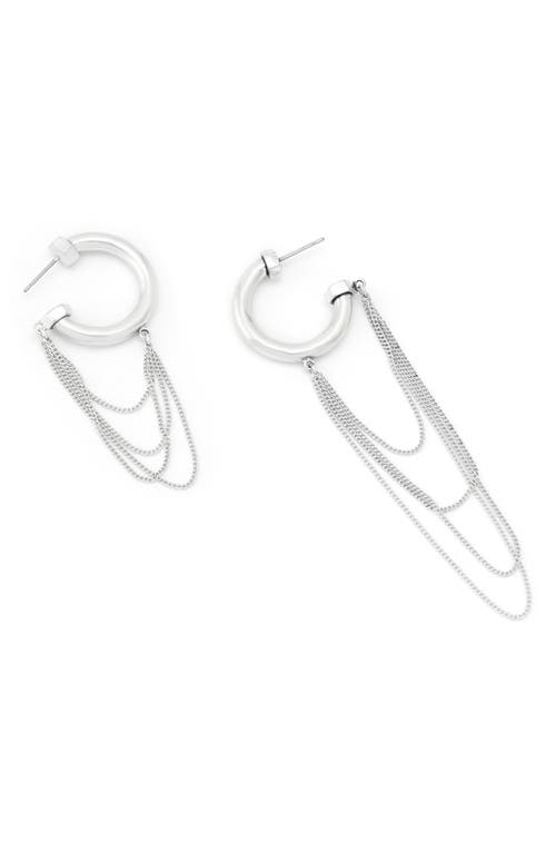 Allsaints Mismatched Draped Chain Huggie Hoop Earrings In Silver