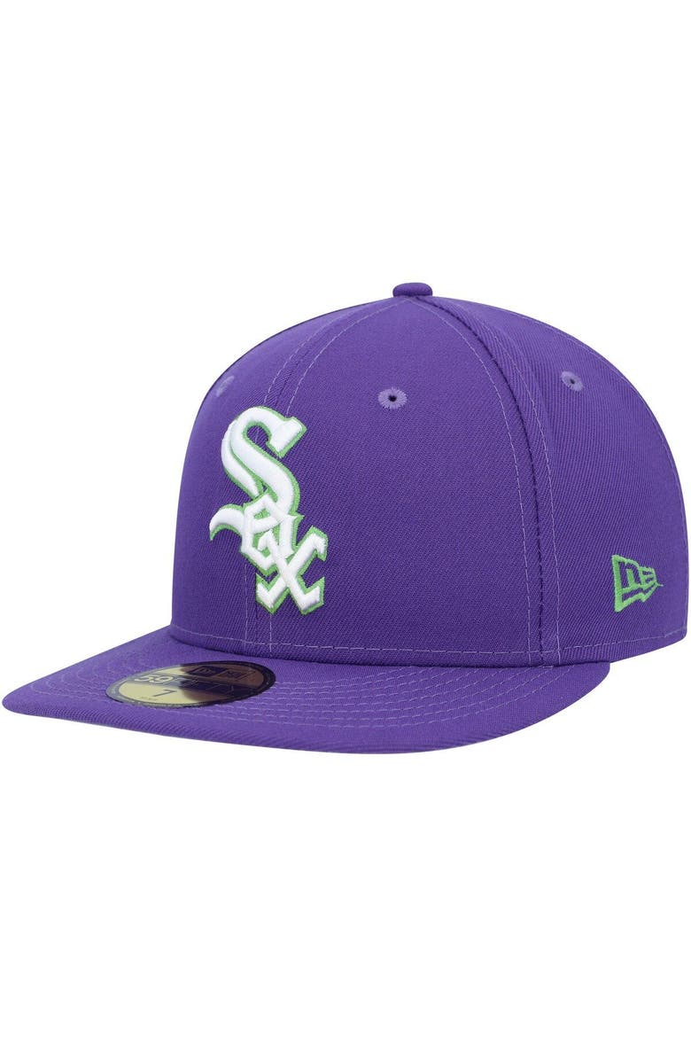 Men's New Era Purple Chicago White Sox Lime Side Patch 59FIFTY Fitted Hat, Alternate, color, Purple