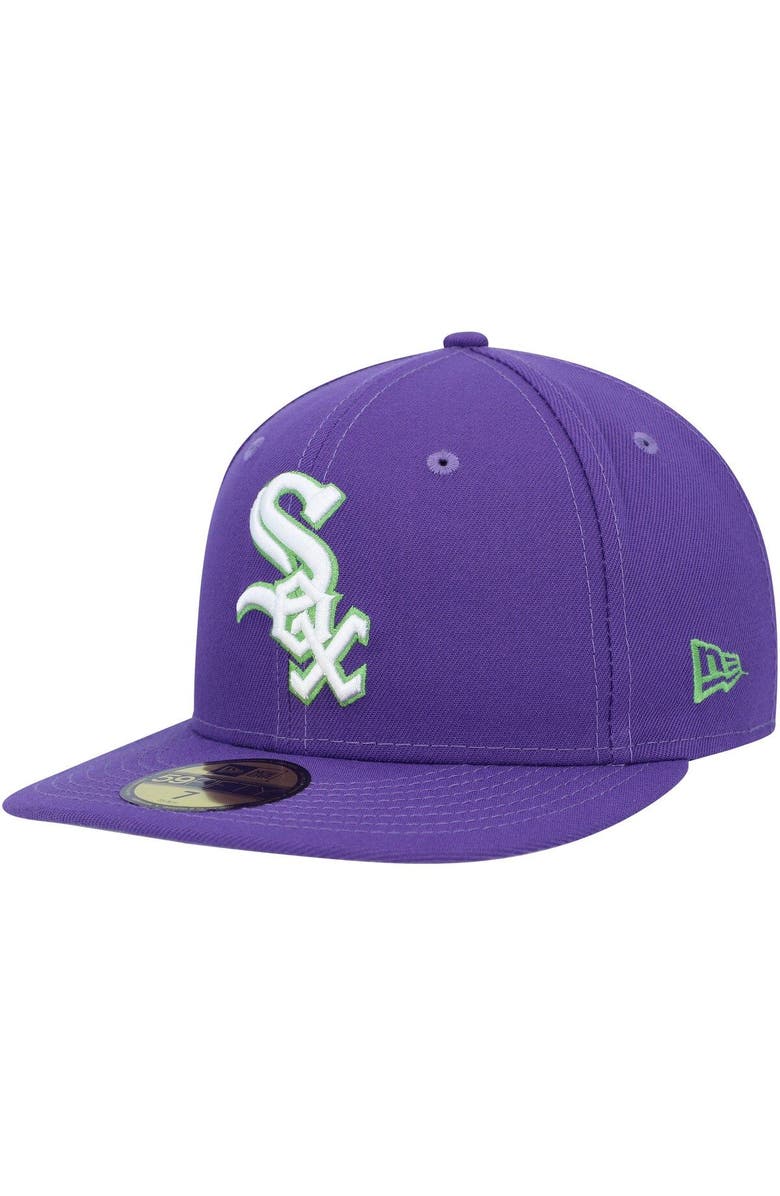 New Era Men's New Era Purple Chicago White Sox Lime Side Patch 59FIFTY Fitted Hat, Alternate, color, Purple