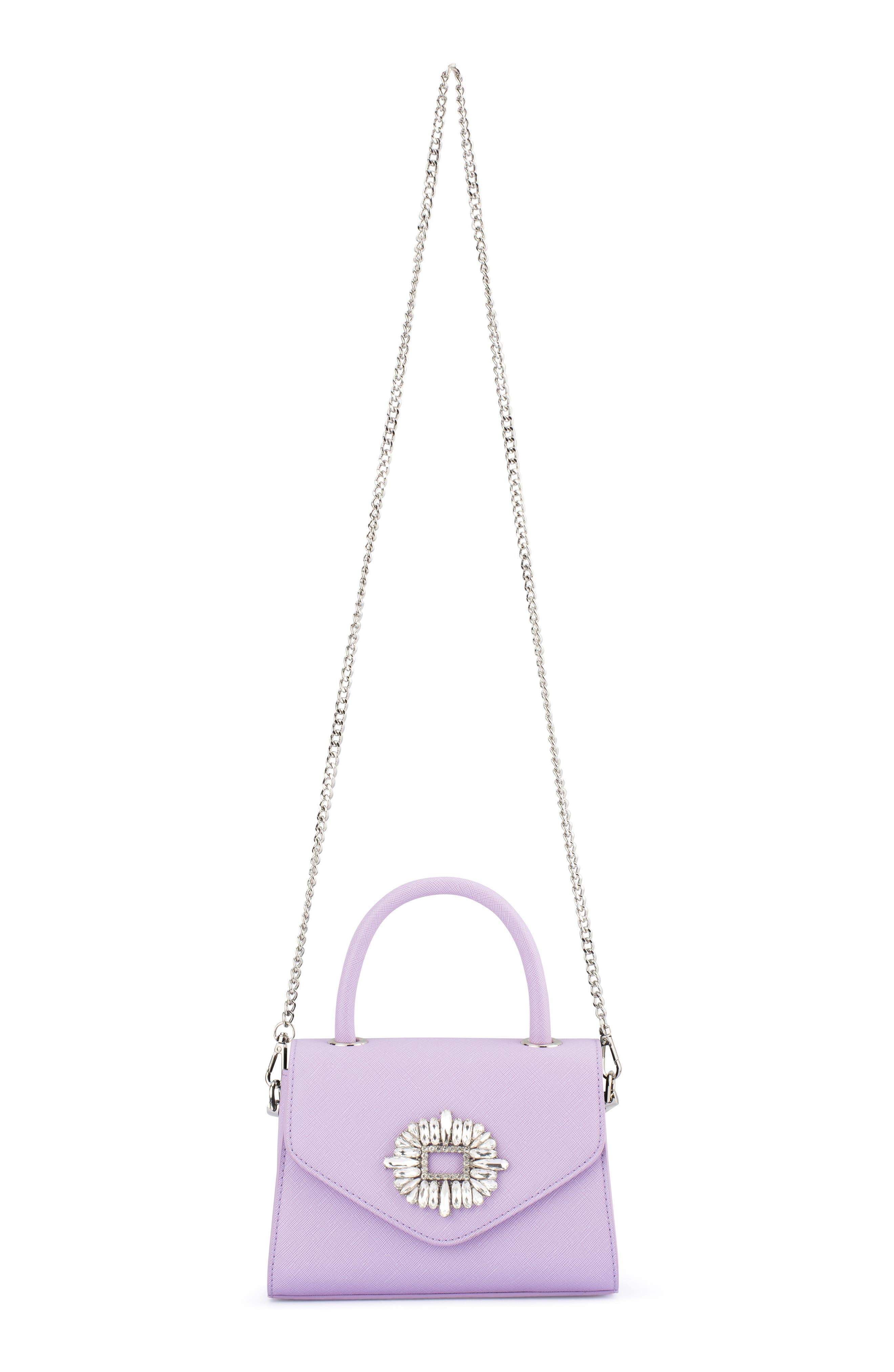 Olga Berg Alejandra Embellished Top Handle Bag, Alternate, color, Lilac