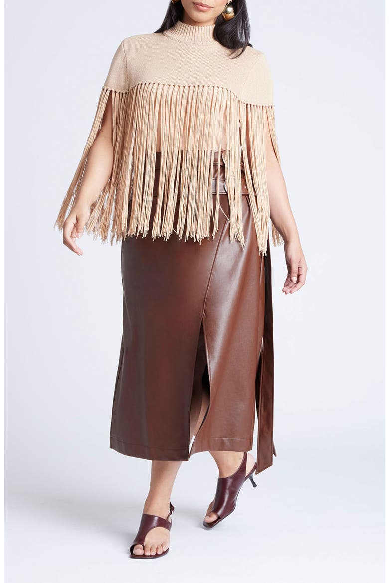 Fringe Half Sweater, Alternate, color, CAMEL TAN