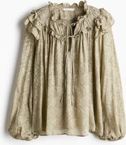 H&M Ruffle-Trimmed Tie-Detail Blouse