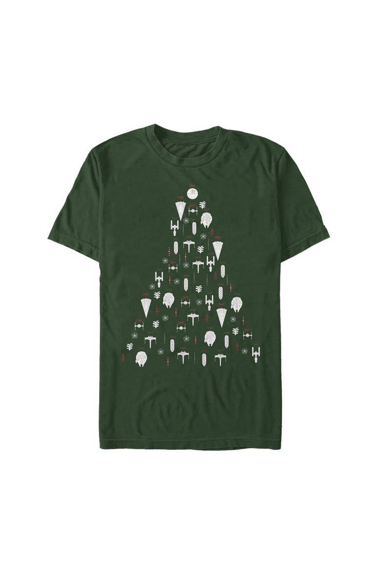 Men's Star Wars Galactic Christmas Ornaments Graphic Tee, Main, color, Dark Green