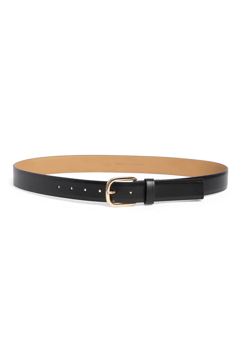Feather Edge Leather Belt, Main, color, BLACK/GOLD