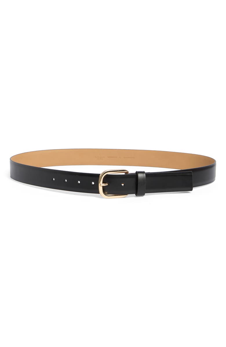 Kate Spade New York Feather Edge Leather Belt, Main, color, Black/Gold