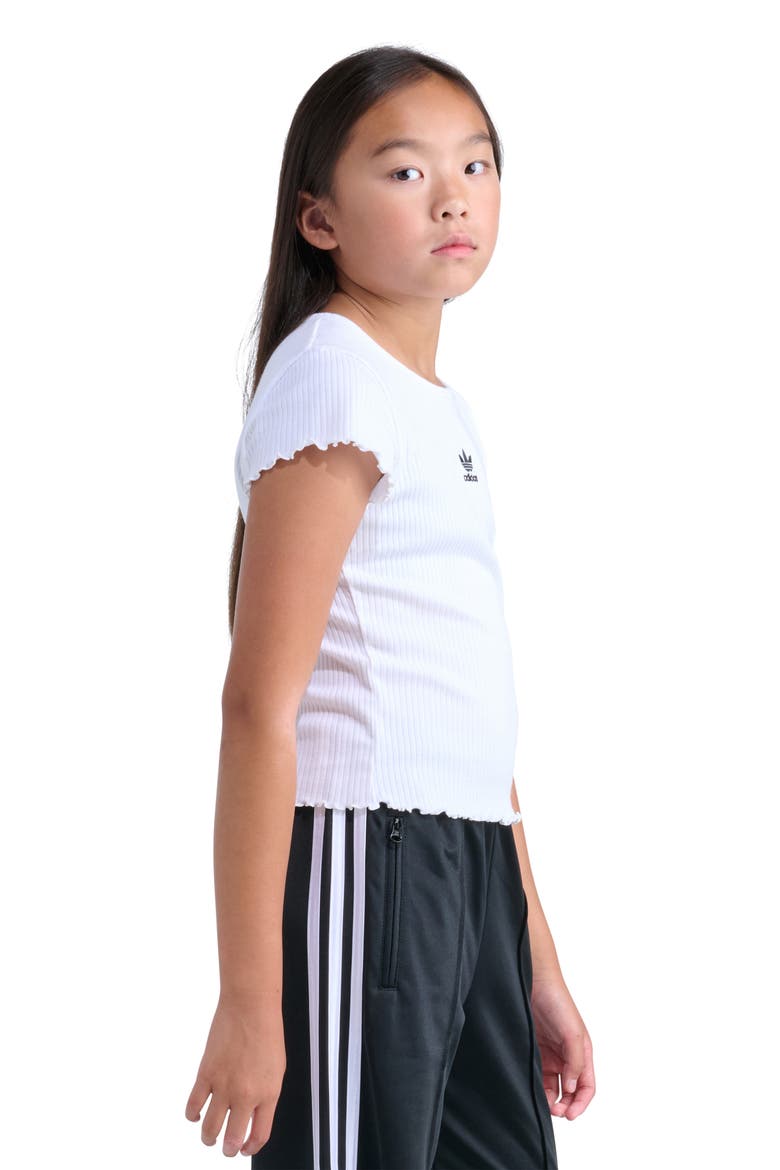 Kids' Lettuce Edge Cotton Rib T-Shirt, Alternate, color, WHITE
