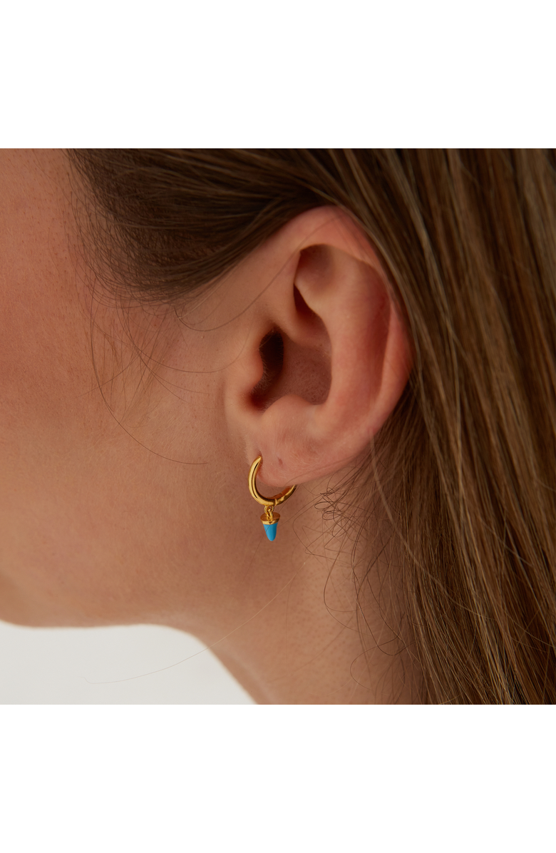 Spero London Turquoise Spike Pave Hoop Drop Earring, Alternate, color, Gold