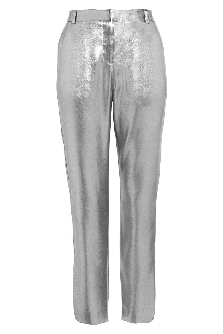 Metallic Suit Trousers, Alternate, color, SILVER