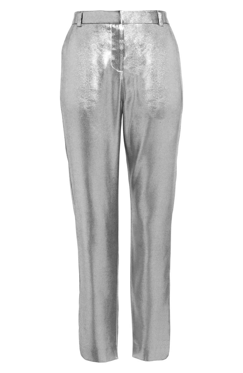 Topshop Metallic Suit Trousers, Alternate, color, 