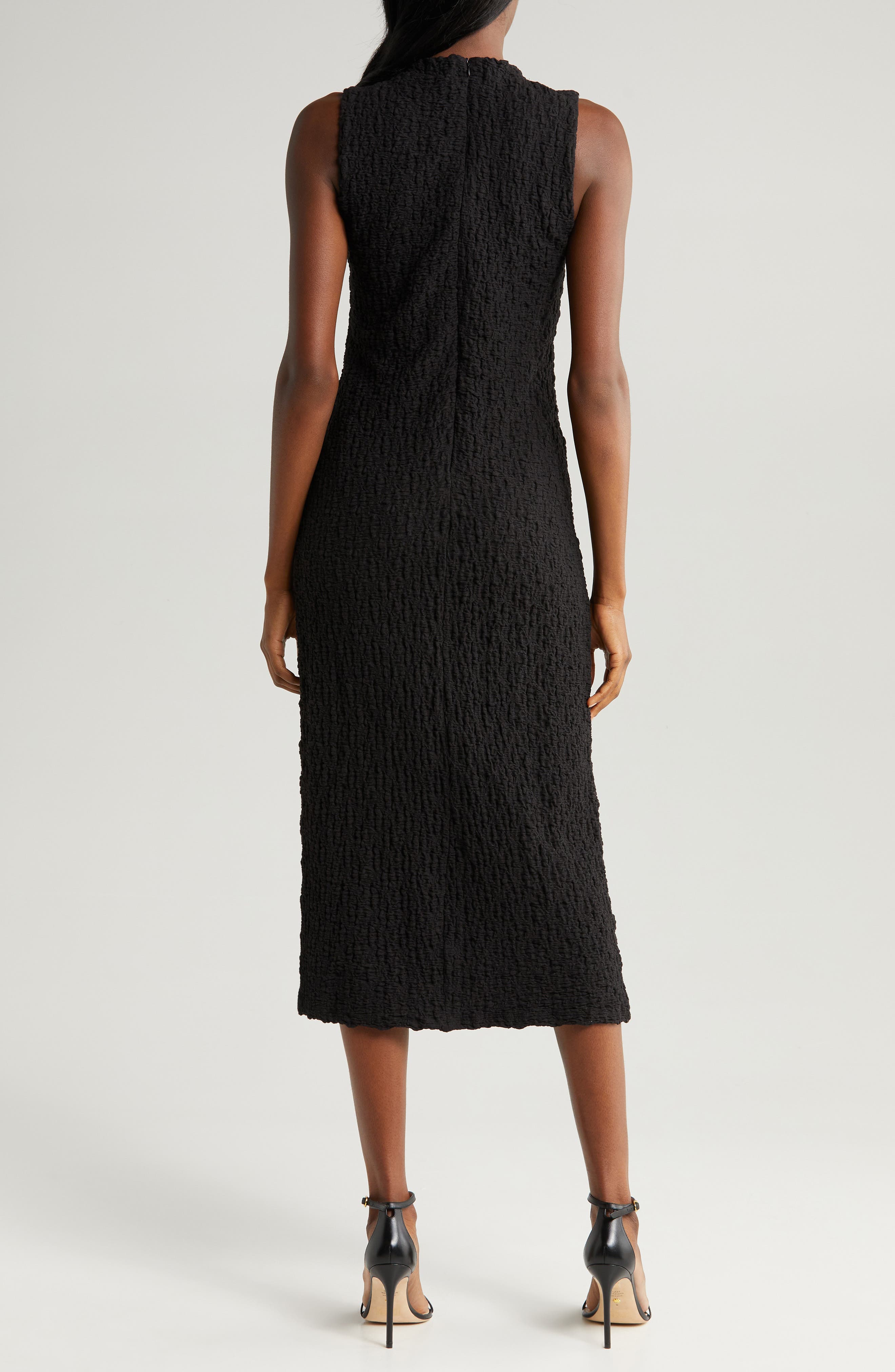 Puckered Cotton Blend Midi Dress - image 2
