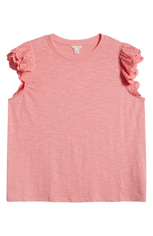 Caslonr Caslon(r) Mixed Media Eyelet Trim Top In Pink Geranium