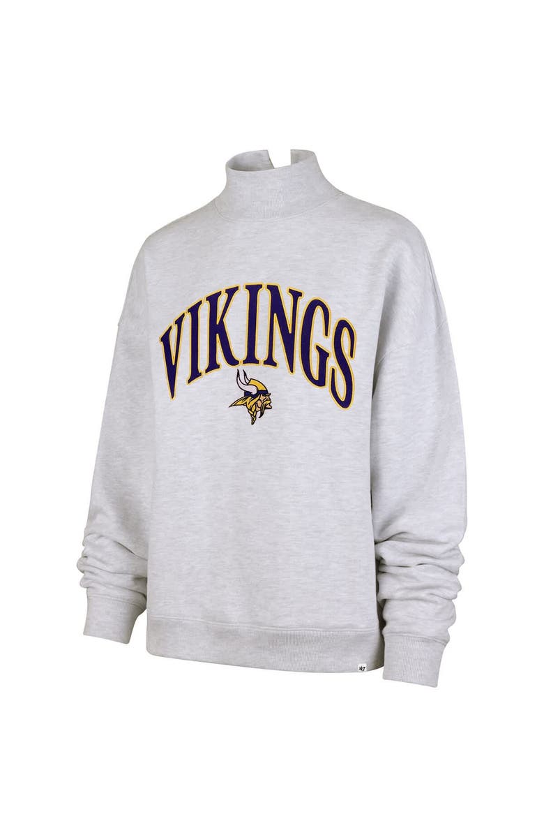 '47 Women's '47 Heather Gray Minnesota Vikings Vantage Mock Neck Pullover Sweatshirt, Alternate, color, 