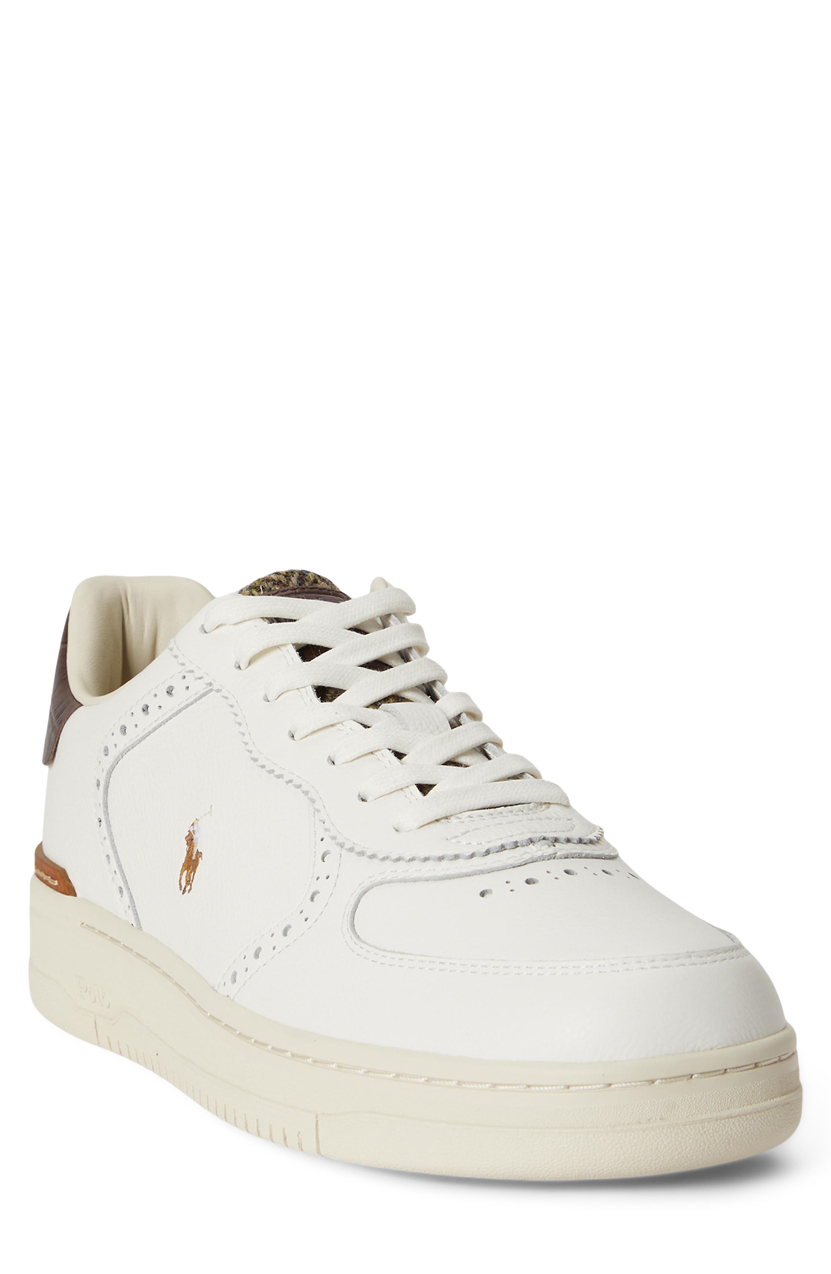 Croc Embossed Tweed Brogue Sneaker, Main, color, DECKWASH WHITE/ BROWN