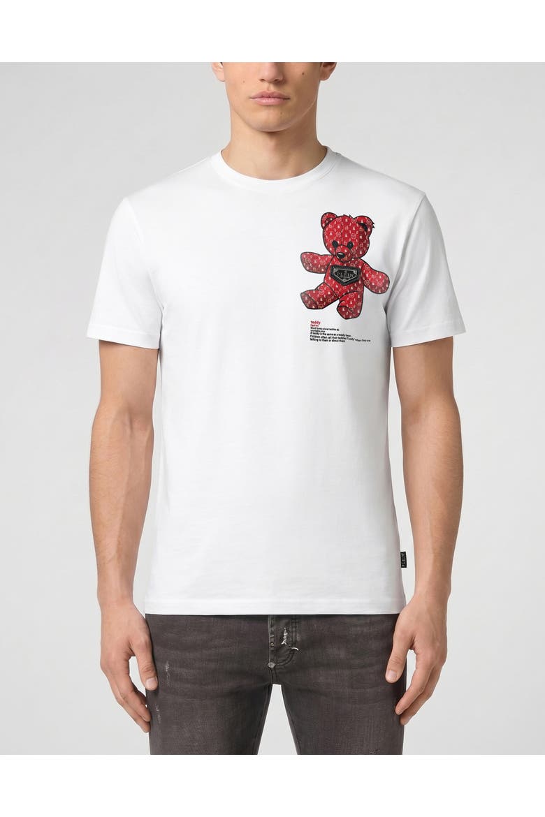 Jersey T-Shirt Teddy Chest Men, Main, color, white