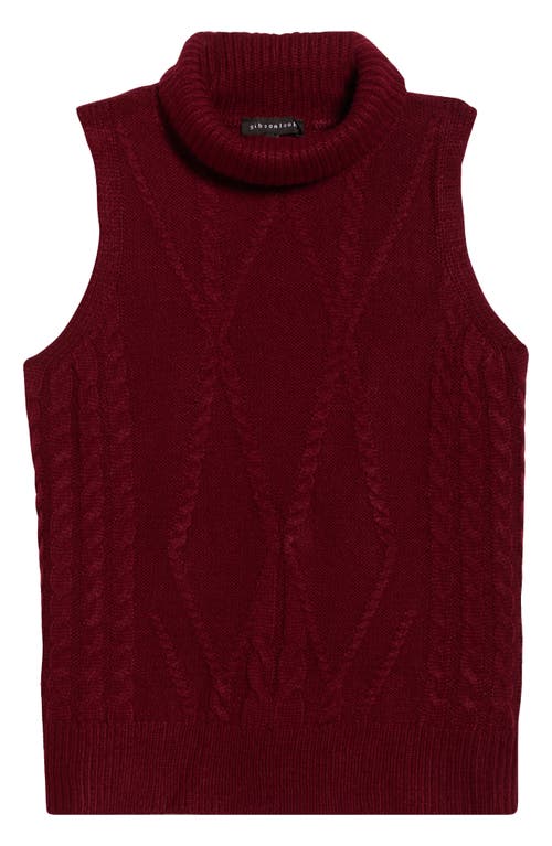 Gibsonlook Cable Stitch Sleeveless Turtleneck Sweater In Red