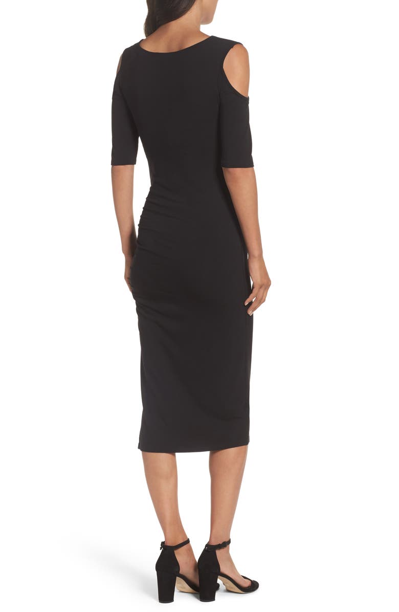 Felicity & Coco Jake Cold Shoulder Midi Dress, Alternate, color, Black