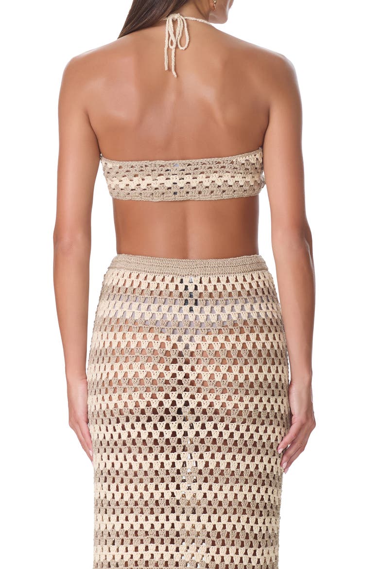 Gaten Crochet Crop Halter Top, Alternate, color, DUNE STRIPE