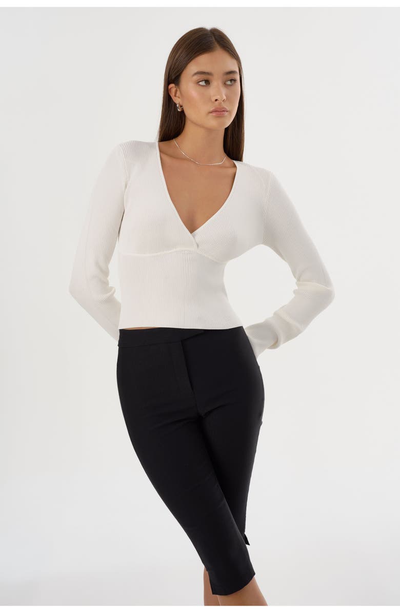 LAMARQUE ROMANE | Rib Knit Long Sleeve Top, Alternate, color, Off White