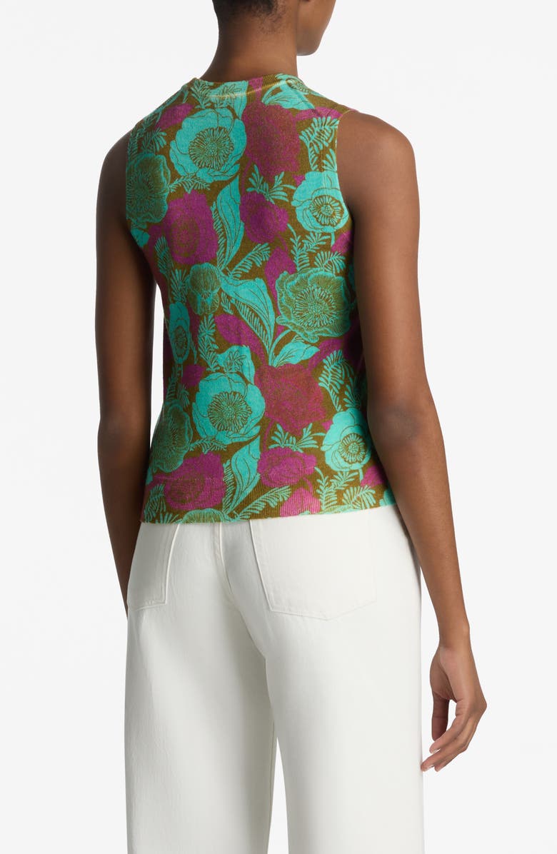 ST. JOHN California Poppy Pattern Merino Wool Knit Shell, Alternate, color, 