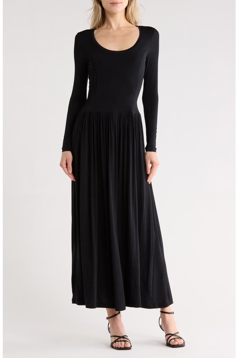 Amal Long Sleeve Jersey Maxi Dress, Main, color, NOIR