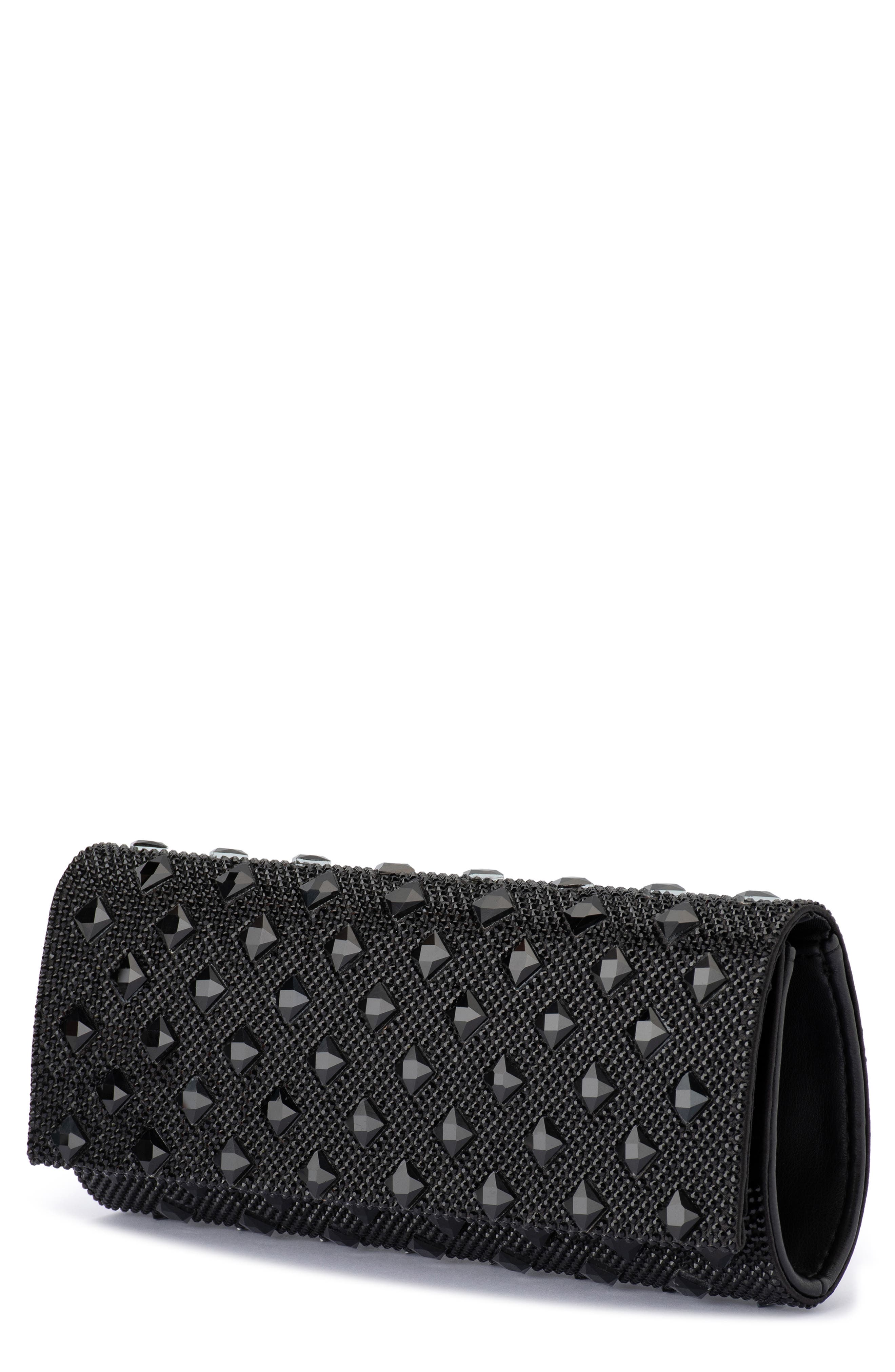 Olga Berg Bridget Crystal Clutch, Alternate, color, Black