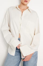Good American Stretch Poplin Button-Up Shirt