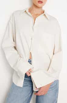 Good American Stretch Poplin Button-Up Shirt