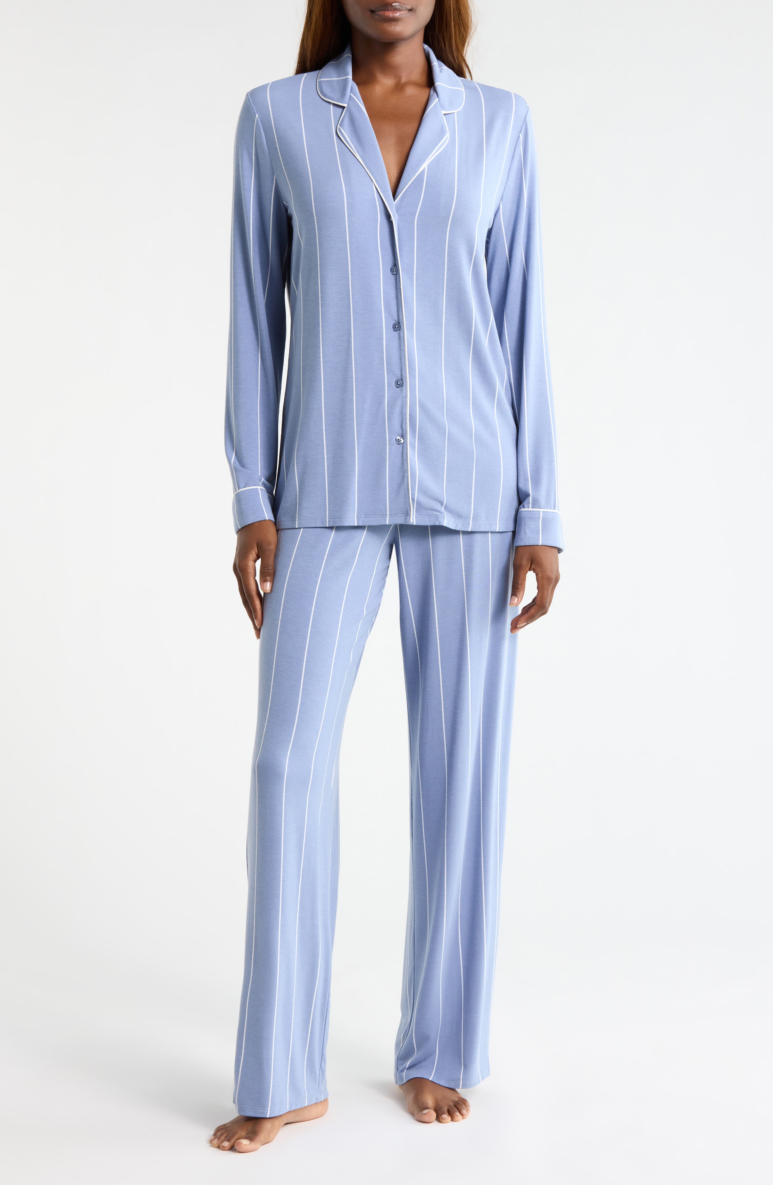 BLUE T- WHITE CALM PINSTRIPE