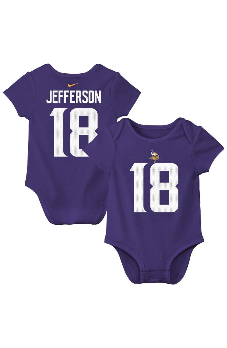 Nike Newborn & Infant Nike Justin Jefferson Purple Minnesota Vikings Player Name & Number Bodysuit, Alternate, color, Purple