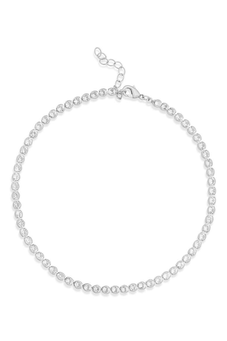 Cubic Zirconia Tennis Anklet, Main, color, SILVER